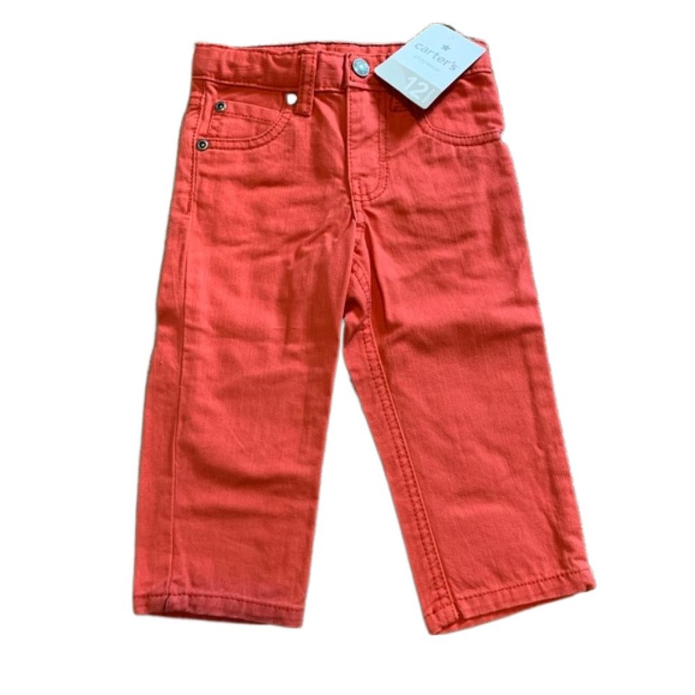 🎉 CARTERS Coral/Orange Jeans, size 12m
